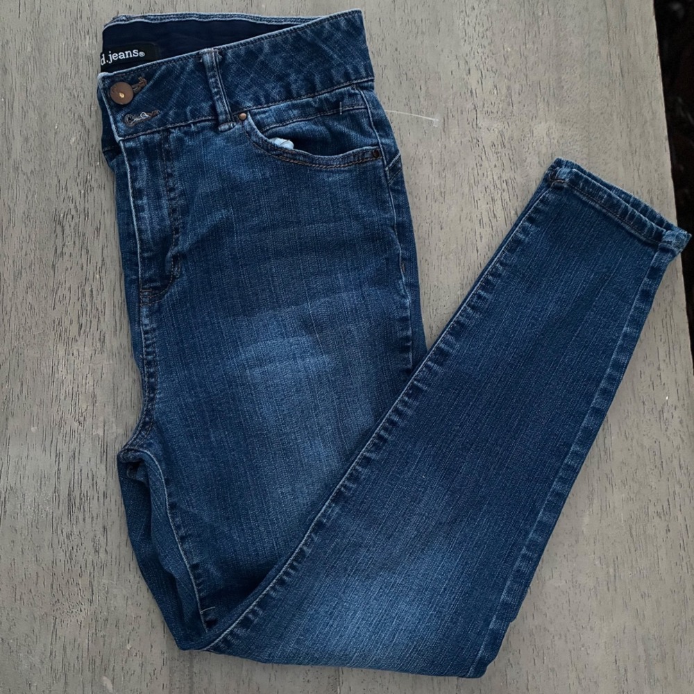 d.jeans Womens 10P Blue Skinny Jeans High Rise Stretch Dark Wash Denim Petite